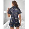 imageSweatyRocks Womens Short Sleeve Sleepwear Button Down Satin 2 Piece Pajama SetBlack Leopard