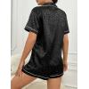imageSweatyRocks Womens Short Sleeve Sleepwear Button Down Satin 2 Piece Pajama SetBlack Solid