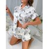 imageSweatyRocks Womens Short Sleeve Sleepwear Button Down Satin 2 Piece Pajama SetButterfly White