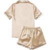 imageSweatyRocks Womens Short Sleeve Sleepwear Button Down Satin 2 Piece Pajama SetGold
