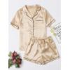 imageSweatyRocks Womens Short Sleeve Sleepwear Button Down Satin 2 Piece Pajama SetGold