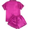 imageSweatyRocks Womens Short Sleeve Sleepwear Button Down Satin 2 Piece Pajama SetHot Pink