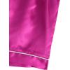imageSweatyRocks Womens Short Sleeve Sleepwear Button Down Satin 2 Piece Pajama SetHot Pink