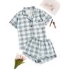 imageSweatyRocks Womens Short Sleeve Sleepwear Button Down Satin 2 Piece Pajama SetLight Blue