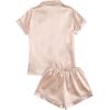 imageSweatyRocks Womens Short Sleeve Sleepwear Button Down Satin 2 Piece Pajama SetNude