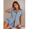 imageSweatyRocks Womens Short Sleeve Sleepwear Button Down Satin 2 Piece Pajama SetPale Blue Dots