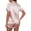 imageSweatyRocks Womens Short Sleeve Sleepwear Button Down Satin 2 Piece Pajama SetPale Pink Heart