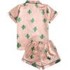 imageSweatyRocks Womens Short Sleeve Sleepwear Button Down Satin 2 Piece Pajama SetPink