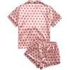 imageSweatyRocks Womens Short Sleeve Sleepwear Button Down Satin 2 Piece Pajama SetPink Heart