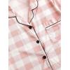 imageSweatyRocks Womens Short Sleeve Sleepwear Button Down Satin 2 Piece Pajama SetPlaid Pink