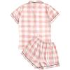 imageSweatyRocks Womens Short Sleeve Sleepwear Button Down Satin 2 Piece Pajama SetPlaid Pink