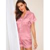imageSweatyRocks Womens Short Sleeve Sleepwear Button Down Satin 2 Piece Pajama SetPure Pink