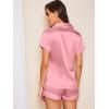 imageSweatyRocks Womens Short Sleeve Sleepwear Button Down Satin 2 Piece Pajama SetPure Pink