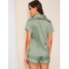 imageSweatyRocks Womens Short Sleeve Sleepwear Button Down Satin 2 Piece Pajama SetSolid Army Green