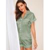 imageSweatyRocks Womens Short Sleeve Sleepwear Button Down Satin 2 Piece Pajama SetSolid Army Green