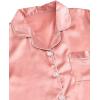 imageSweatyRocks Womens Short Sleeve Sleepwear Button Down Satin 2 Piece Pajama SetSolid Color Pink