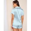 imageSweatyRocks Womens Short Sleeve Sleepwear Button Down Satin 2 Piece Pajama SetSolid Pale Blue