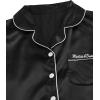 imageSweatyRocks Womens Short Sleeve Sleepwear Button Down Satin 2 Piece Pajama SetWhite Black