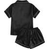 imageSweatyRocks Womens Short Sleeve Sleepwear Button Down Satin 2 Piece Pajama SetWhite Black