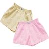 imageSweatyRocks Womens 2 Pack Plaid Shorts Letter Patched Elastic High Waisted Summer ShortsYellow and Pink