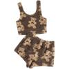 imageSweatyRocks Womens 2 Piece Pajama Set Fuzzy Cute Graphic Tank Tops and Shorts LoungewearMocha Brown