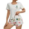 imageSweatyRocks Womens Cute Graphic Print Short Sleeve Crop Top With Shorts Pajama SetMulticolor
