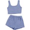 imageSweatyRocks Womens Fuzzy Pajamas Set Crop Tank Top With Shorts LoungewearSolid Blue