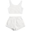 imageSweatyRocks Womens Fuzzy Pajamas Set Crop Tank Top With Shorts LoungewearWhite With Pocket