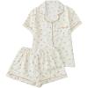 imageSweatyRocks Womens Matching Pjs 2 Piece Cute Printed Short Sleeve Button Front Top with Shorts Pajama SetApricot Floral