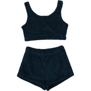 imageSweatyRocks Womens Fuzzy Pajamas Set Crop Tank Top With Shorts LoungewearSolid Dark Green