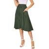 imageSweatyRocks Womens Casual High Waist Pleated ALine Midi Skirt with PocketArmy Green