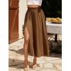 imageSweatyRocks Womens Casual High Waist Split Thigh Skirts High Waisted Solid Midi SkirtsCoffee Brown