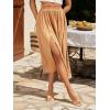 imageSweatyRocks Womens Casual High Waist Split Thigh Skirts High Waisted Solid Midi SkirtsCoral Orange