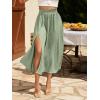 imageSweatyRocks Womens Casual High Waist Split Thigh Skirts High Waisted Solid Midi SkirtsMint Green