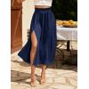 imageSweatyRocks Womens Casual High Waist Split Thigh Skirts High Waisted Solid Midi SkirtsNavy Blue
