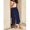 imageSweatyRocks Womens Casual High Waist Split Thigh Skirts High Waisted Solid Midi SkirtsNavy Blue