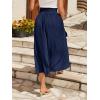 imageSweatyRocks Womens Casual High Waist Split Thigh Skirts High Waisted Solid Midi SkirtsNavy Blue