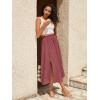 imageSweatyRocks Womens Casual High Waist Split Thigh Skirts High Waisted Solid Midi SkirtsRose Red