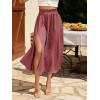 imageSweatyRocks Womens Casual High Waist Split Thigh Skirts High Waisted Solid Midi SkirtsRose Red