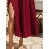 imageSweatyRocks Womens Casual High Waist Split Thigh Skirts High Waisted Solid Midi SkirtsSolid Red