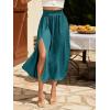 imageSweatyRocks Womens Casual High Waist Split Thigh Skirts High Waisted Solid Midi SkirtsTeal Blue