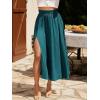 imageSweatyRocks Womens Casual High Waist Split Thigh Skirts High Waisted Solid Midi SkirtsTeal Blue