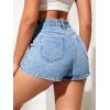 imageSweatyRocks Womens Casual High Waisted Button Front Jean Shorts Denim Wrap Skort Skirt with PocketLight Wash