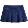 imageSweatyRocks Womens Casual Ruffle Pleated Denim Skirt Raw Hem Short A Line Jean SkirtsBlue