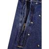 imageSweatyRocks Womens Casual Ruffle Pleated Denim Skirt Raw Hem Short A Line Jean SkirtsBlue