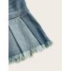 imageSweatyRocks Womens Casual Ruffle Pleated Denim Skirt Raw Hem Short A Line Jean SkirtsDark Wash