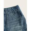 imageSweatyRocks Womens Casual Ruffle Pleated Denim Skirt Raw Hem Short A Line Jean SkirtsDark Wash
