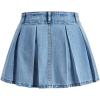 imageSweatyRocks Womens Casual Ruffle Pleated Denim Skirt Raw Hem Short A Line Jean SkirtsLight Wash Blue