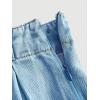 imageSweatyRocks Womens Casual Ruffle Pleated Denim Skirt Raw Hem Short A Line Jean SkirtsLight Wash Blue