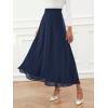 imageSweatyRocks Womens Chiffon High Waisted Flowy Long Skirts Casual Solid A line Maxi SkirtNavy Blue
